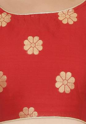 Red self design art silk semi stitched lehenga choli 4
