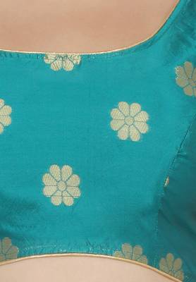 Blue self design art silk semi stitched lehenga choli 4