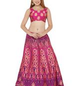 Pink self design art silk semi stitched lehenga choli