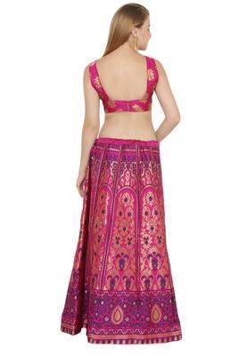 Pink self design art silk semi stitched lehenga choli 2