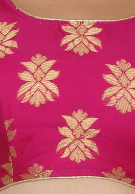 Pink self design art silk semi stitched lehenga choli 4