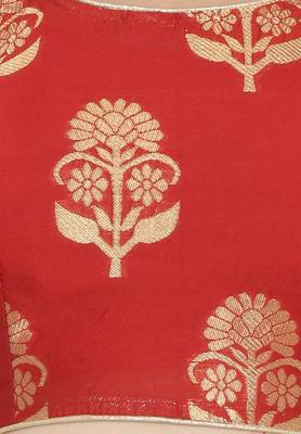 Red self design art silk semi stitched lehenga choli 4