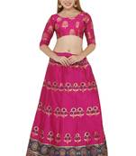 Pink self design art silk semi stitched lehenga choli