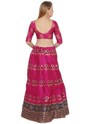 Pink self design art silk semi stitched lehenga choli 2