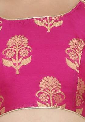 Pink self design art silk semi stitched lehenga choli 4