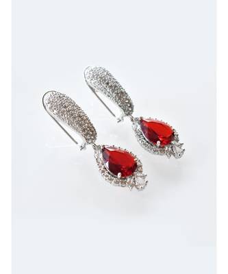 Stunning Party Wear White :: Red AD Danglers 2