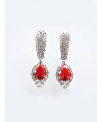 Stunning Party Wear White :: Red AD Danglers 3