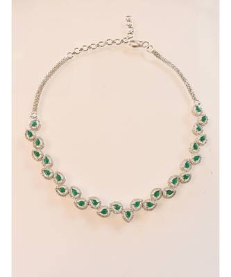 Gorgeous Necklace Set in Green :: White CZ St1s 2
