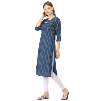 Blue printed rayon kurtas-and-kurtis 3