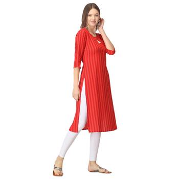 Red printed rayon kurtas-and-kurtis 4