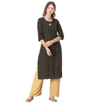 Black printed rayon kurtas-and-kurtis 1