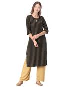 Black printed rayon kurtas-and-kurtis