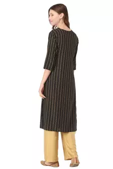 Black printed rayon kurtas-and-kurtis