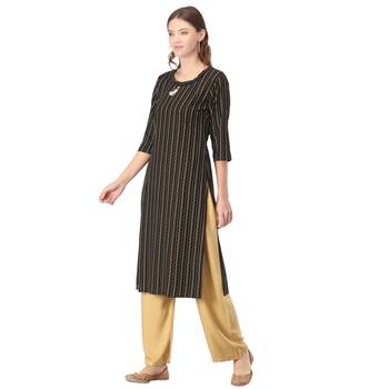 Black printed rayon kurtas-and-kurtis 3