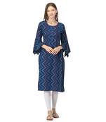 Blue printed rayon kurtas-and-kurtis