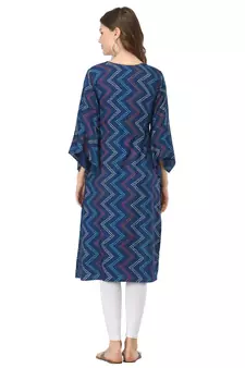 Blue printed rayon kurtas-and-kurtis
