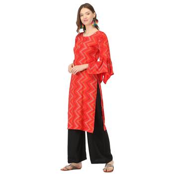 Red printed rayon kurtas-and-kurtis 3
