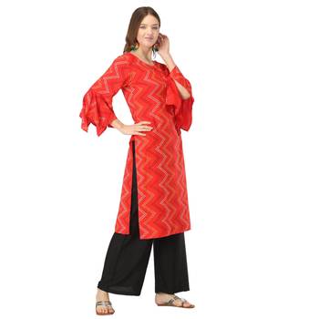 Red printed rayon kurtas-and-kurtis 4