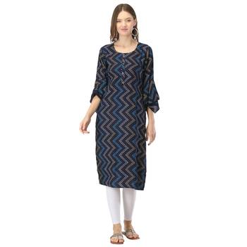 Blue printed rayon kurtas-and-kurtis 1