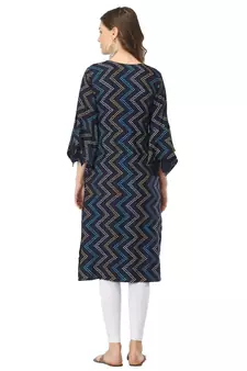 Blue printed rayon kurtas-and-kurtis