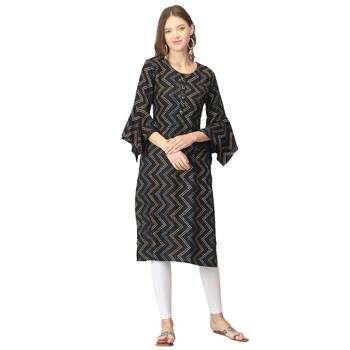 Black printed rayon kurtas-and-kurtis 1