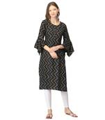 Black printed rayon kurtas-and-kurtis