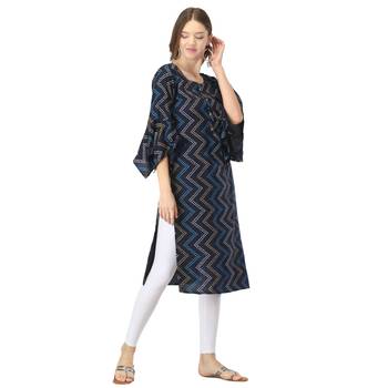 Blue printed rayon kurtas-and-kurtis 4