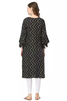Black printed rayon kurtas-and-kurtis