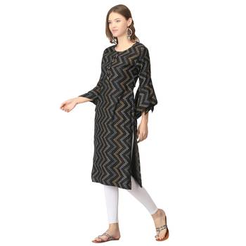 Black printed rayon kurtas-and-kurtis 3