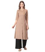 Brown printed rayon kurtas-and-kurtis