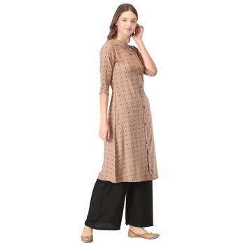 Brown printed rayon kurtas-and-kurtis 4