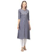 Grey printed rayon kurtas-and-kurtis