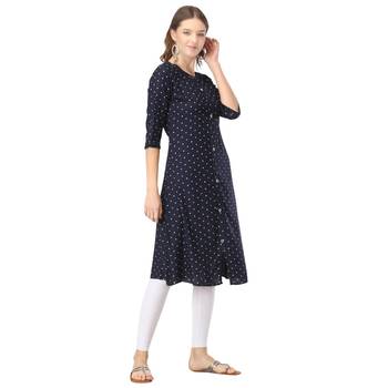 Blue printed rayon kurtas-and-kurtis 4