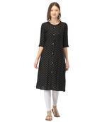 Black printed rayon kurtas-and-kurtis