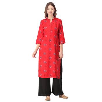 Red printed rayon kurtas-and-kurtis 1