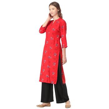 Red printed rayon kurtas-and-kurtis 3