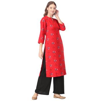 Red printed rayon kurtas-and-kurtis 4