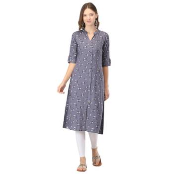 Grey printed rayon kurtas-and-kurtis 1