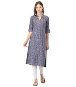 Grey printed rayon kurtas-and-kurtis