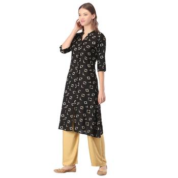 Black printed rayon kurtas-and-kurtis 3