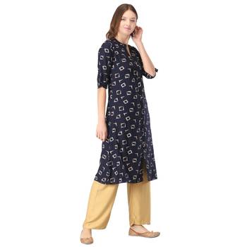 Blue printed rayon kurtas-and-kurtis 4