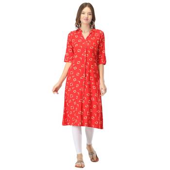 Red printed rayon kurtas-and-kurtis 1