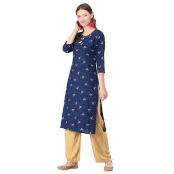 Blue printed rayon kurtas-and-kurtis 3
