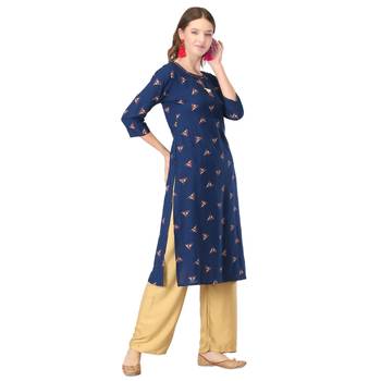 Blue printed rayon kurtas-and-kurtis 4