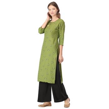 Green printed rayon kurtas-and-kurtis 3