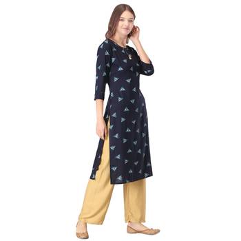Blue printed rayon kurtas-and-kurtis 4
