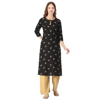 Black printed rayon kurtas-and-kurtis 1