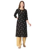 Black printed rayon kurtas-and-kurtis