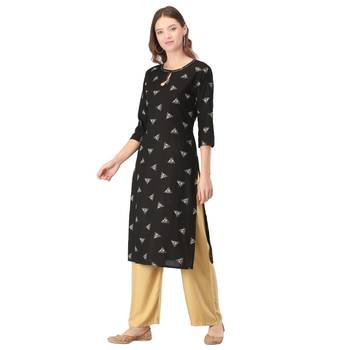 Black printed rayon kurtas-and-kurtis 3
