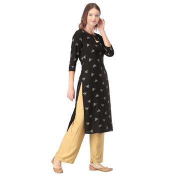 Black printed rayon kurtas-and-kurtis 4